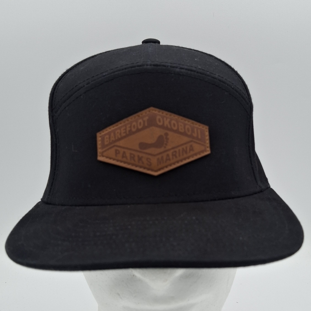Bare Foot Bar Lake Okoboji IA Mens Hat Cap Black Strapback 100% Cotton EUC
